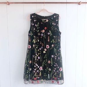 Tahari Floral Embroidered Mesh Shift Dress